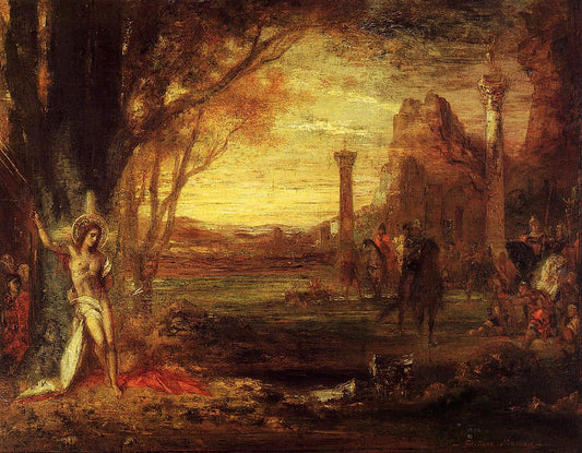 Saint Sebastian and His Executioners, vintage artwork by Gustave Moreau, 12x8" (A4) Poster