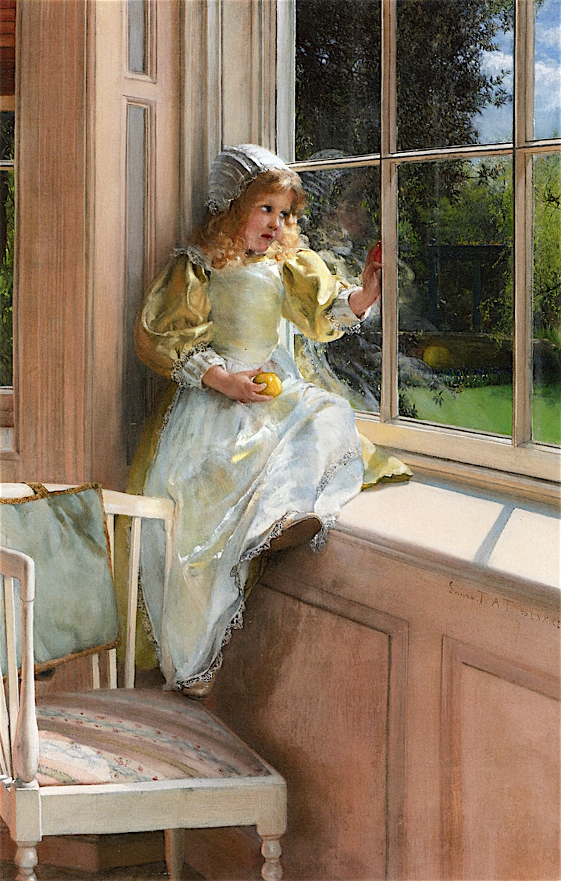 A Looking Out O'Window, Sunshine, vintage artwork by Laura Theresa Alma-Tadema, 12x8" (A4) Poster