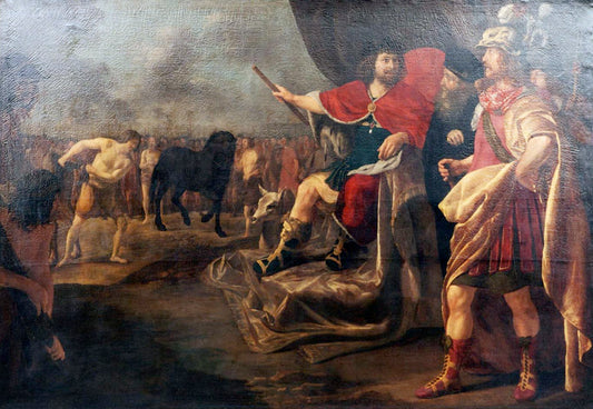 Quintus Sertorius and the horse tail, vintage artwork by Gerard van Kuijl, 12x8" (A4) Poster