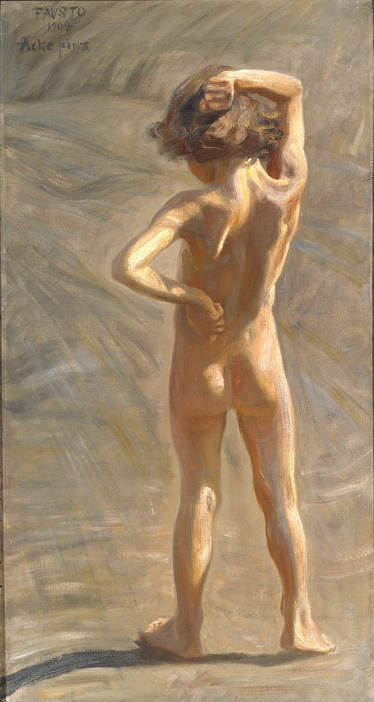 Study of a Nude Boy, vintage artwork by Johan Axel Gustaf Acke, 12x8" (A4) Poster