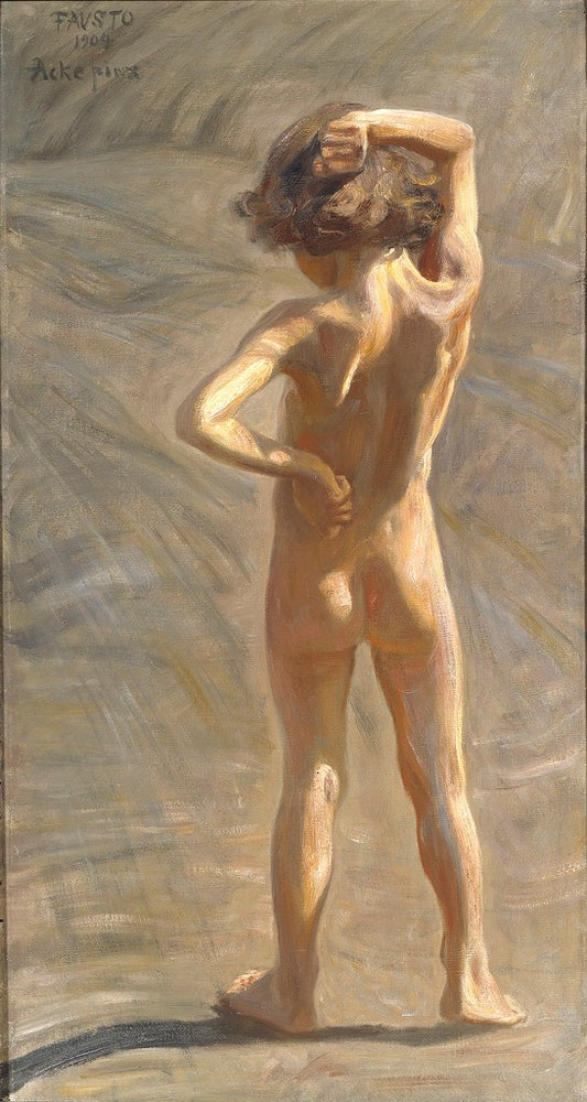 Study of a Nude Boy, vintage artwork by Johan Axel Gustaf Acke, 12x8" (A4) Poster