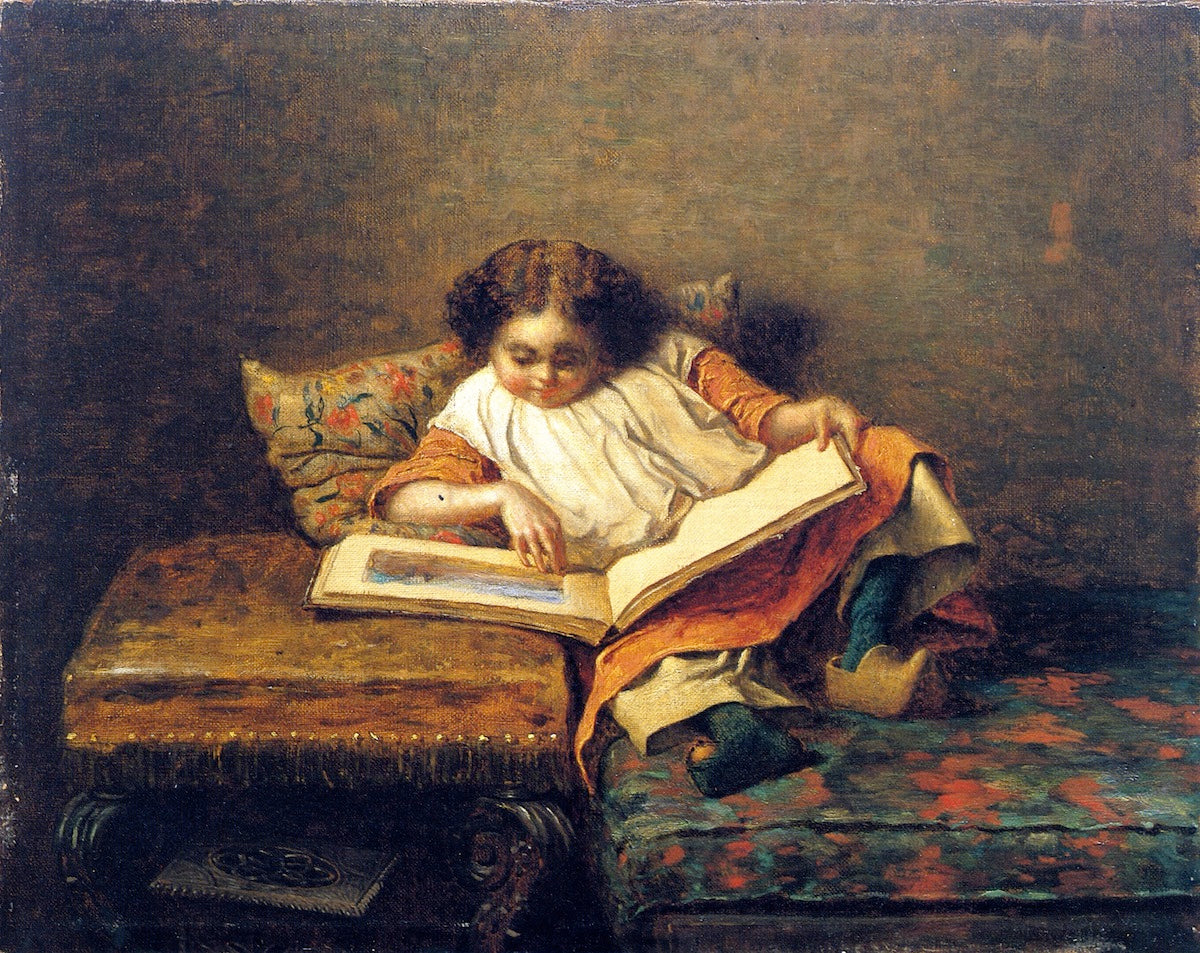 The Art Lover, vintage artwork by Eastman Johnson, 12x8" (A4) Poster