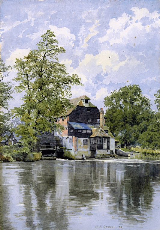Houghton Mill, Huntingdon, Cambridgeshire, vintage artwork by William Fraser Garden, 12x8" (A4) Poster