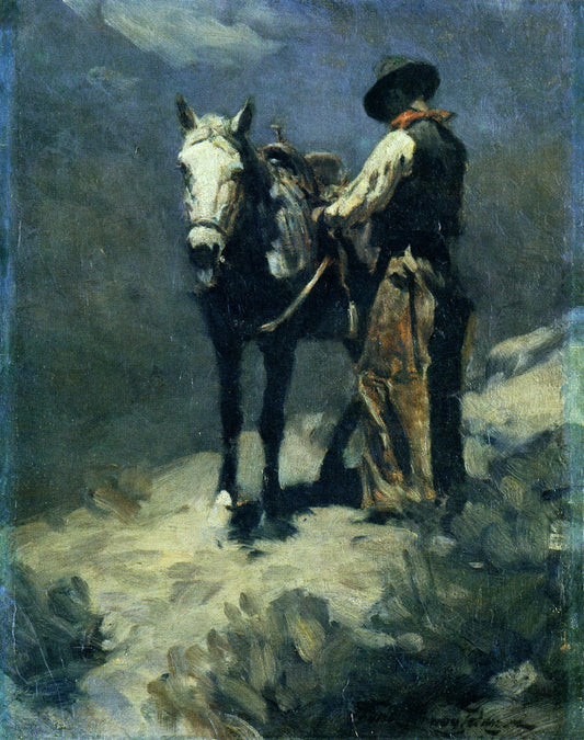 Night Herder, vintage artwork by Frank Tenney Johnson, 12x8" (A4) Poster