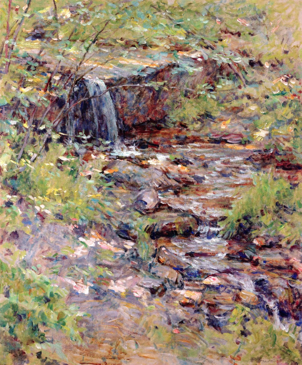 Cascading Brook, vintage artwork by Robert Lewis Reid, 12x8" (A4) Poster