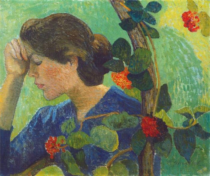 Girl between flowers and leaves by Aristide Maillol,A3(16x12")Poster