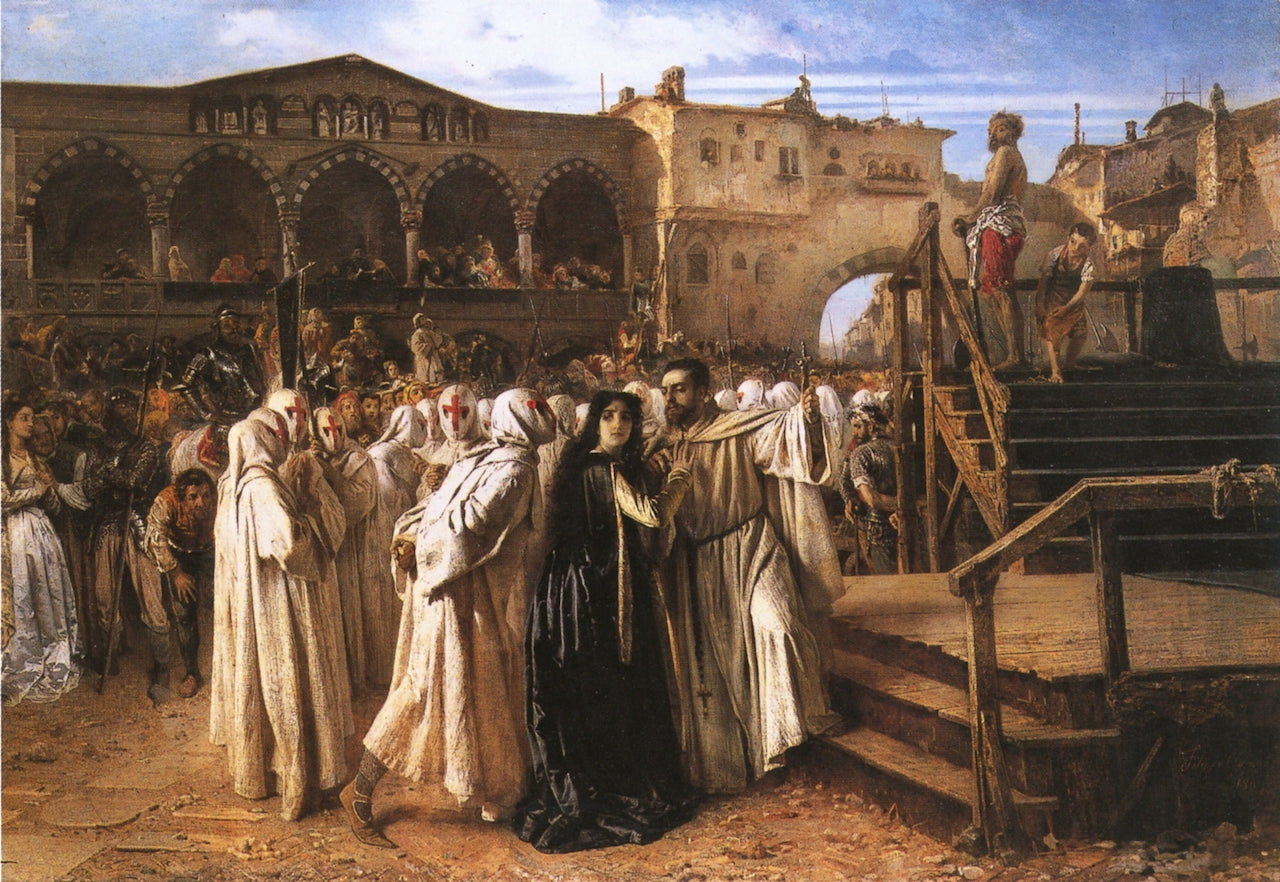 Margherita Pusterla Walking to the Gallows, vintage artwork by Filippo Carcano, 12x8" (A4) Poster