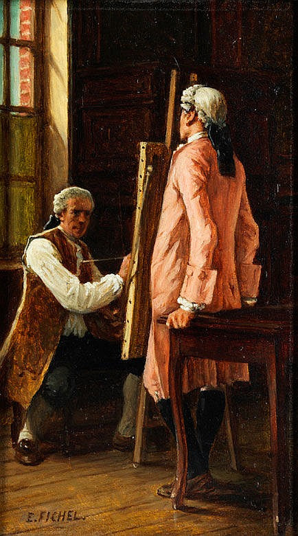 Painter and Model, vintage artwork by Benjamin Eugene Fichel, 12x8" (A4) Poster