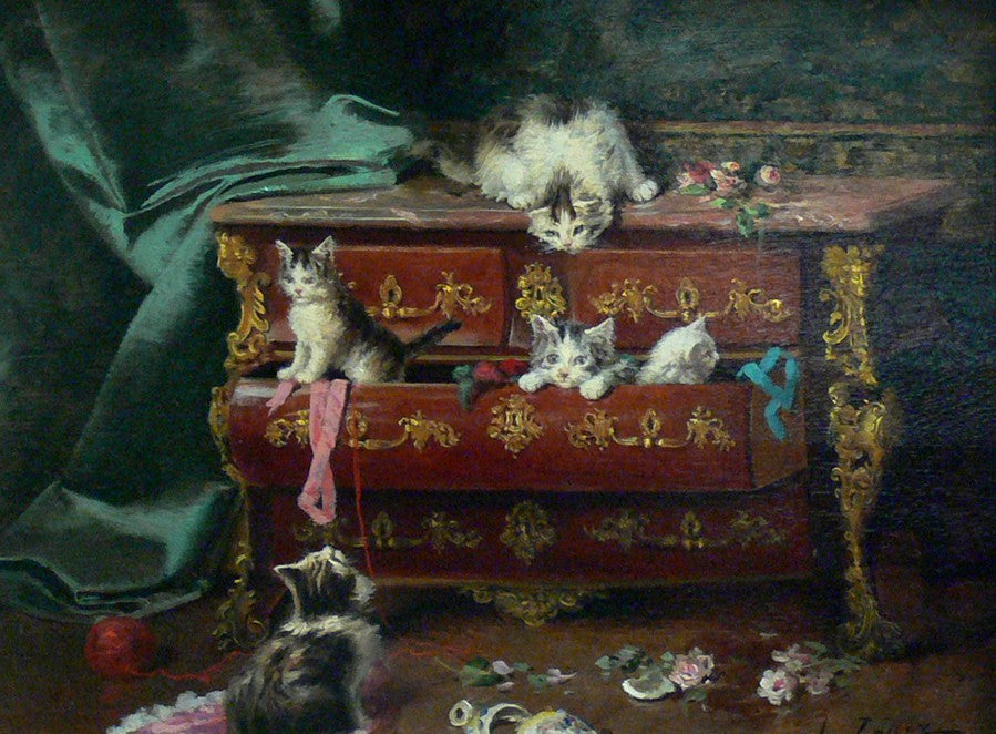 Cats in a chest of drawers by Jules Le Roy,A3(16x12")Poster
