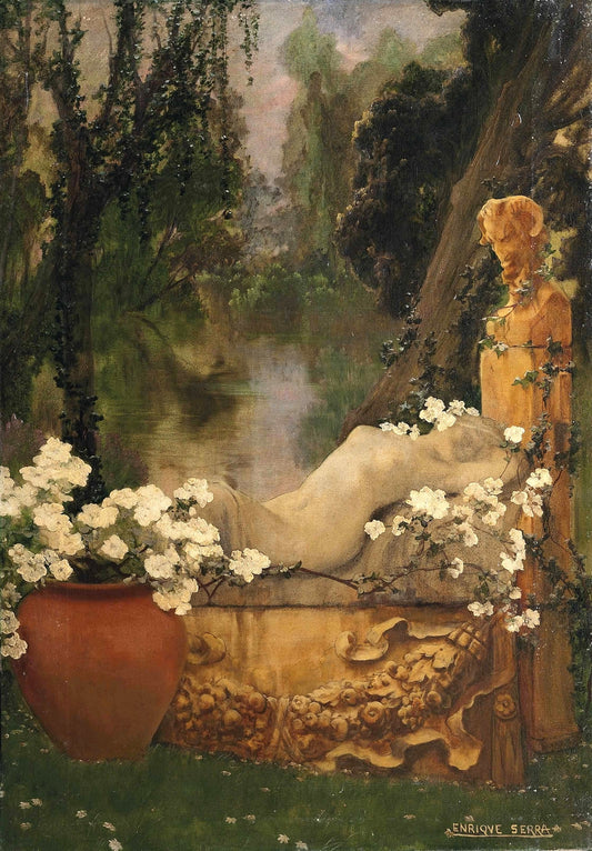 A classical garden by Enrique Serra y Auque,A3(16x12")Poster