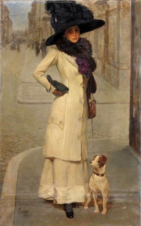 Signora con cagnolino by Fabio Cipolla,A3(16x12")Poster