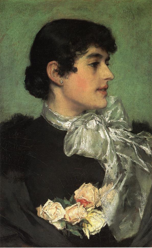 rtrait of a Woman in a Purple Hat by Charles Frederic Ulrich,A3(16x12")Poster