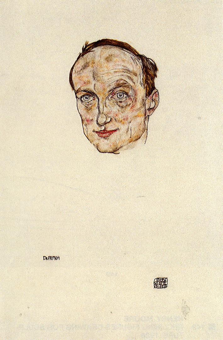 Head of Dr. Fritsch, vintage artwork by Egon Schiele, 12x8" (A4) Poster