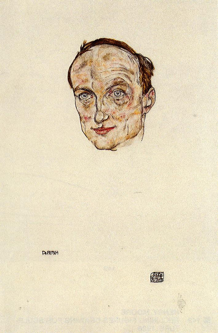 Head of Dr. Fritsch, vintage artwork by Egon Schiele, 12x8