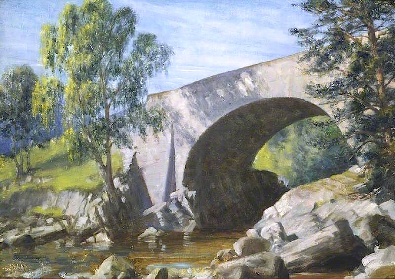 Old Bridge, Glen Moriston, vintage artwork by Sigismund Christian Hubert Goetze, 12x8" (A4) Poster