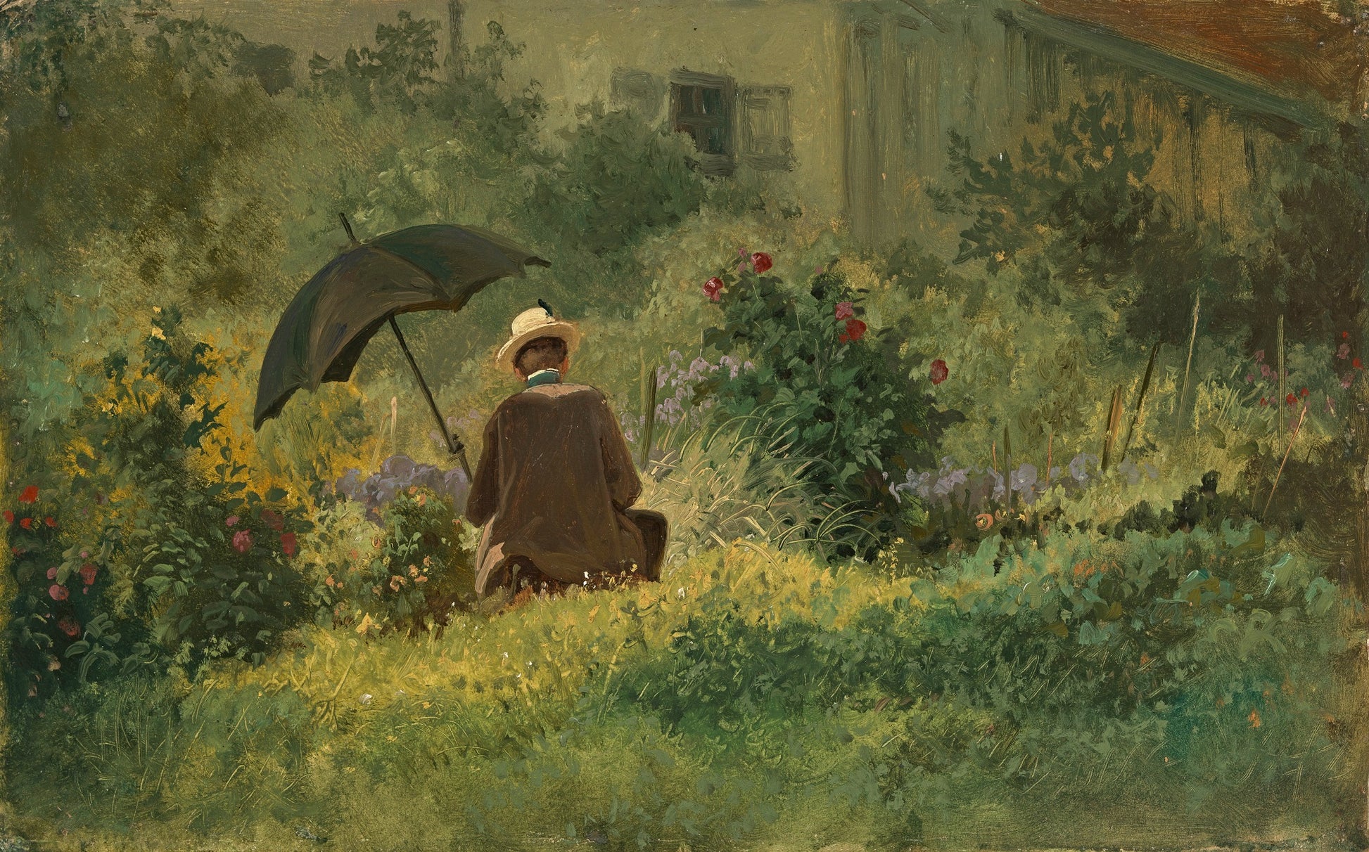 The Painter in the Garden, vintage artwork by Carl Spitzweg, A3 (16x12") Poster Print