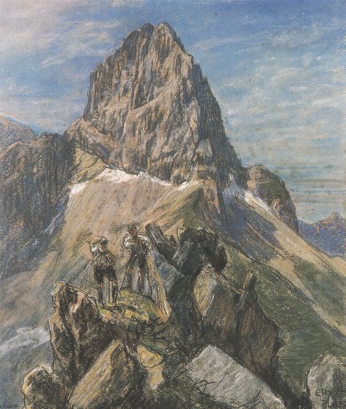 Morning Sun on the Crast' Aguzza by Ernst Heinrich Platz,A3(16x12")Poster