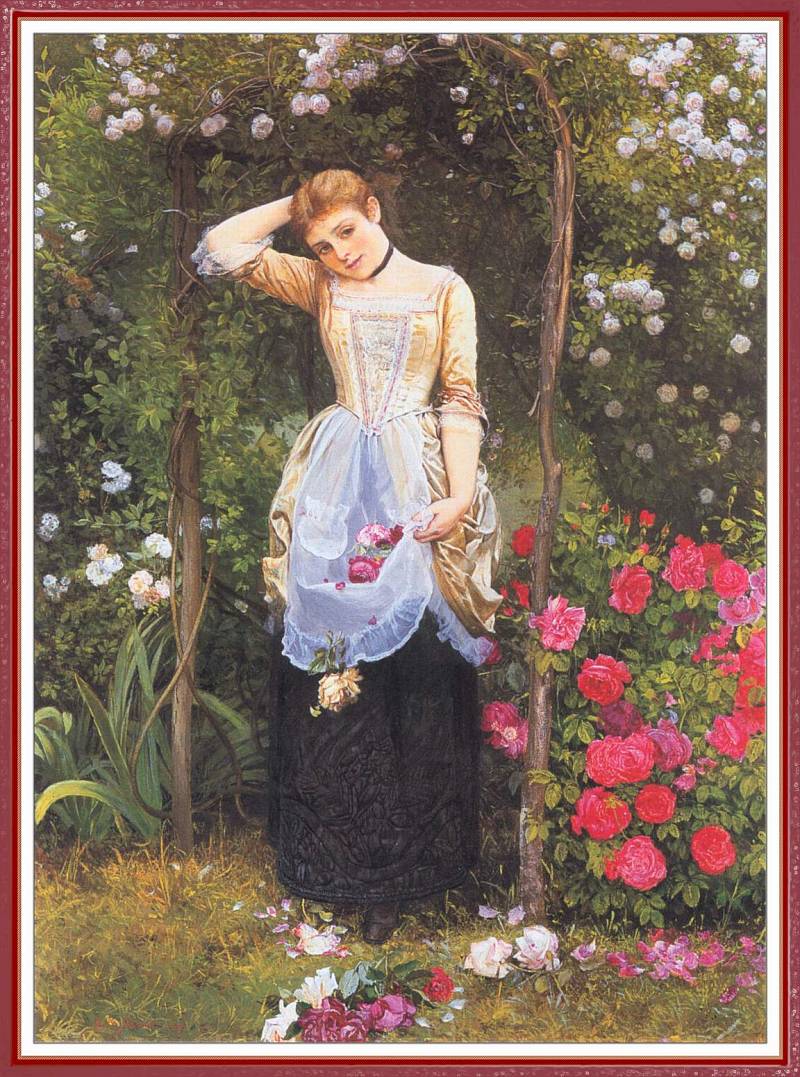 The Rose Bower, vintage artwork by Edward Killingworth Johnson, 12x8" (A4) Poster