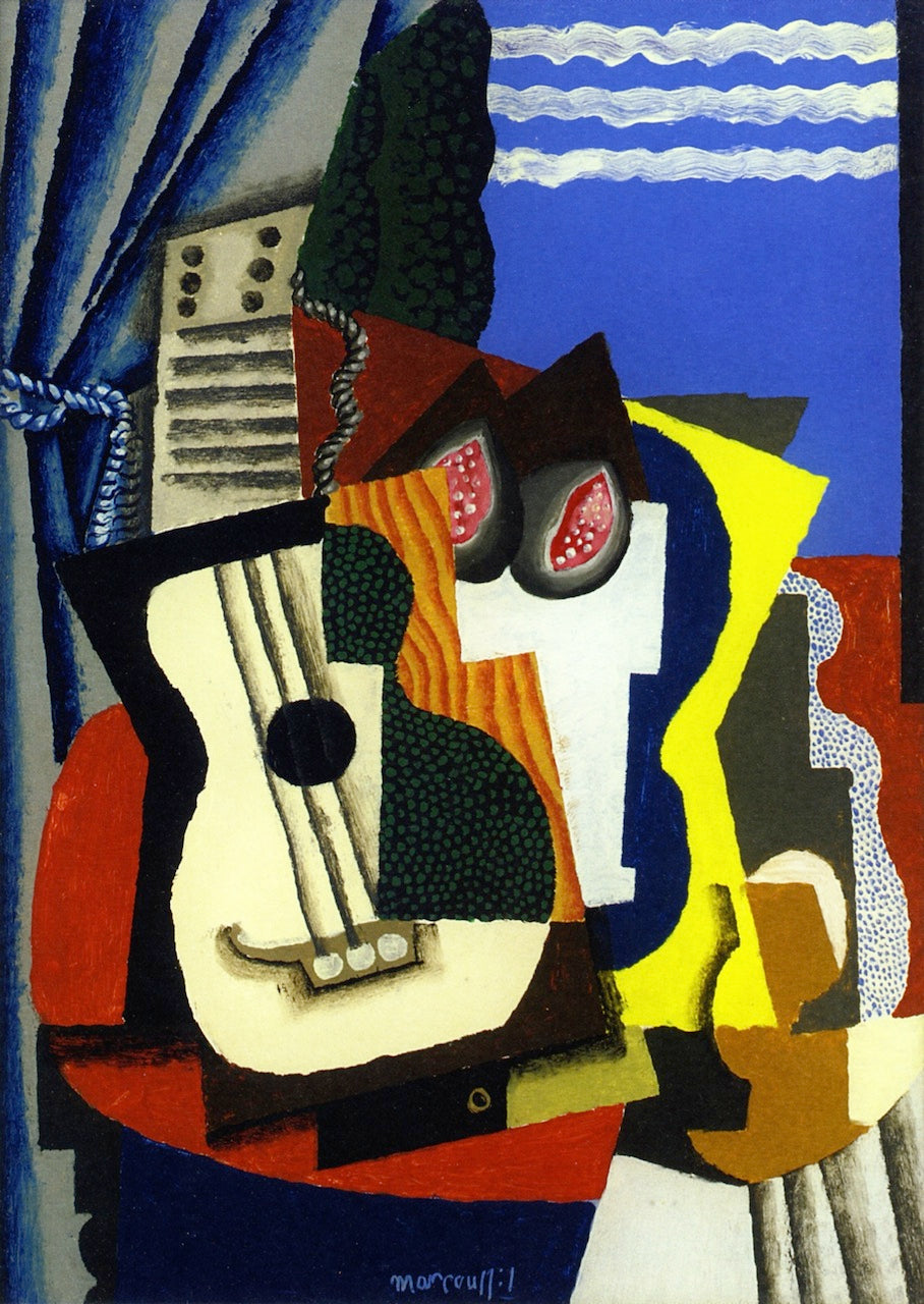 Guitar and Pomegranates by a Window by Louis Marcoussis,16x12(A3) Poster