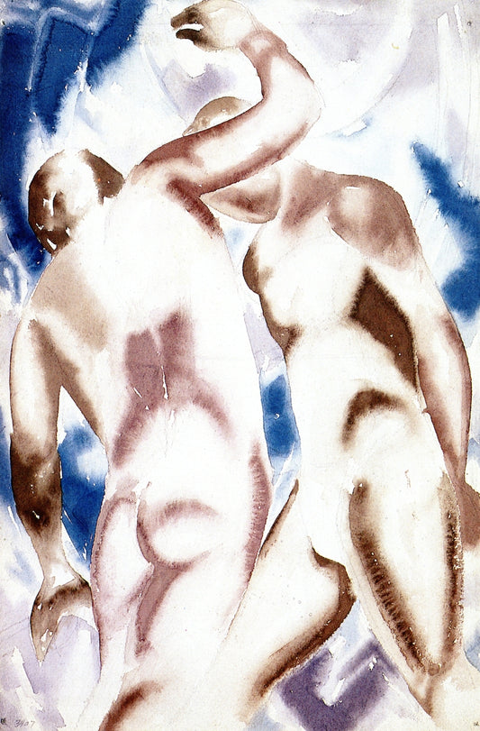 Two Figure Composition, vintage artwork by Albert Henry Krehbiel, 12x8" (A4) Poster