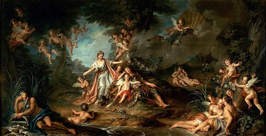 The Sleep of Rinaldo, vintage artwork by Charles-Antoine Coypel IV, 12x8" (A4) Poster