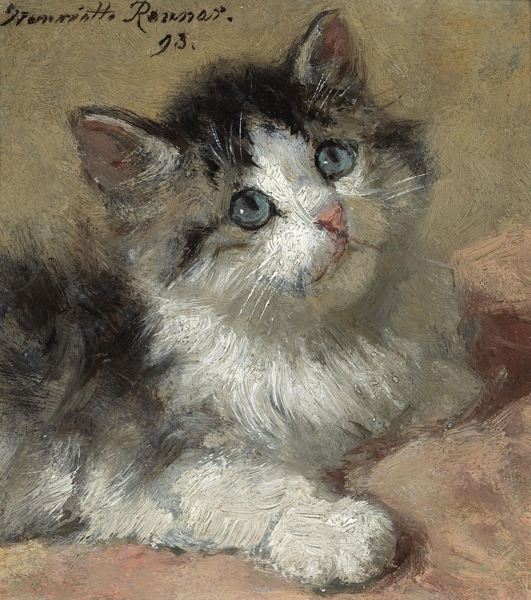 An Inquisitive Kitten, vintage artwork by Henriette Ronner-Knip, A3 (16x12") Poster Print
