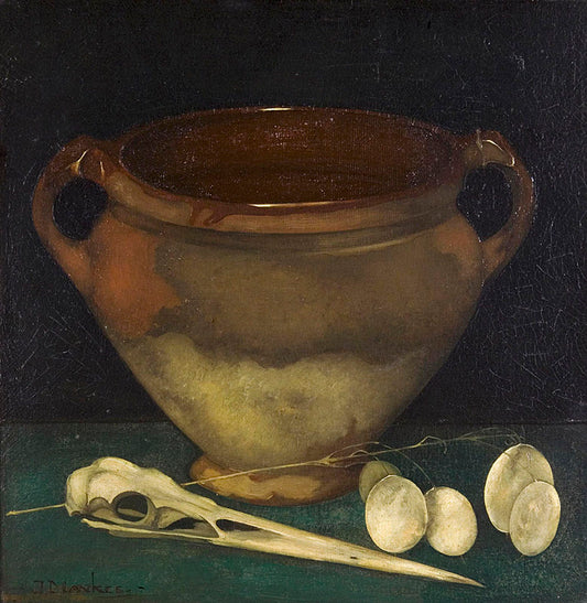 Pot with Heron Skull, vintage artwork by Jan Mankes, 12x8" (A4) Poster