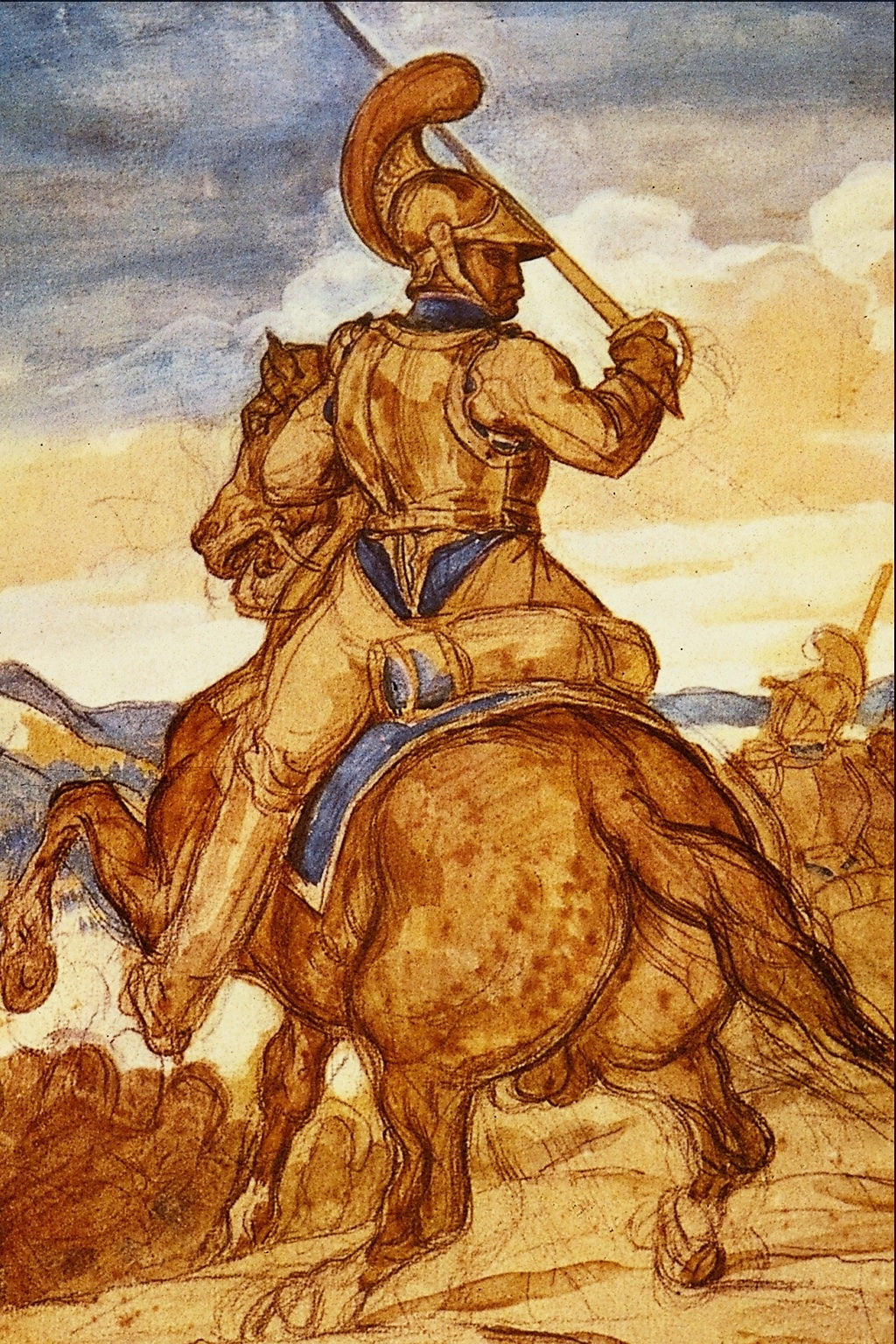 Mounted Officer of the Carabineers, vintage artwork by Theodore Gericault, 12x8" (A4) Poster