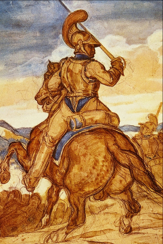 Mounted Officer of the Carabineers, vintage artwork by Theodore Gericault, 12x8" (A4) Poster