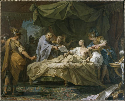 Alexander and His Doctor Philippe, vintage artwork by Jean Restout, 12x8" (A4) Poster