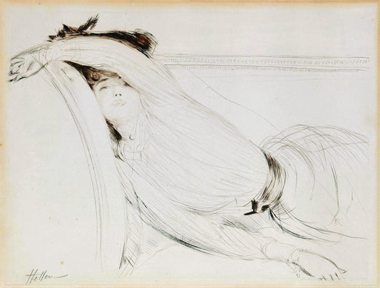 Madame Cheruit allongee, vintage artwork by Paul Cesar Helleu, 12x8" (A4) Poster
