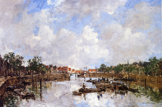 Canal with Barges by Johan Hendrik van Mastenbroek,16x12(A3) Poster