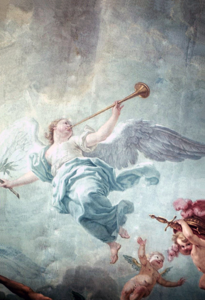 The Elevation of the Great Elector into Olympus, vintage artwork by Charles-Amedee-Philippe Van Loo, 12x8" (A4) Poster
