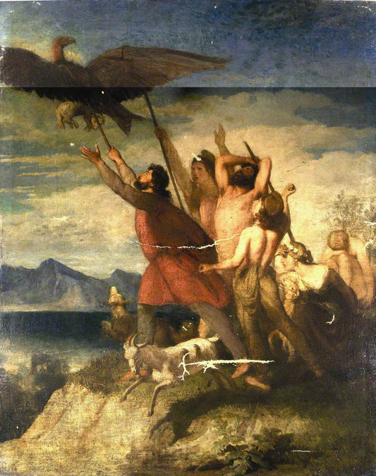 Greek Hill Shepherds Rescuing a Lamb from a Vulture, vintage artwork by Joseph Severn, A3 (16x12") Poster Print