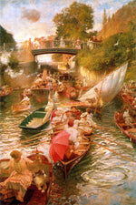 Boulter's Lock, Sunday Afternoon, vintage artwork by Edward John Gregory, 12x8" (A4) Poster