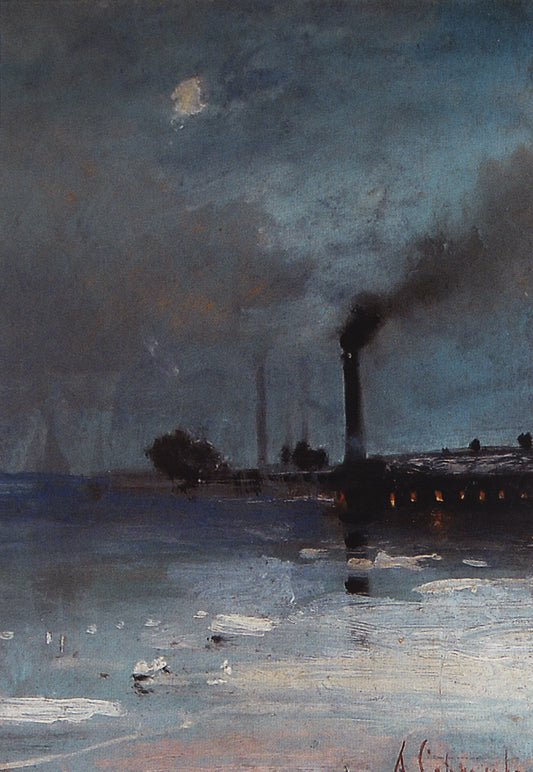Landscape with a Factory, vintage artwork by Alexei Kondratyevich Savrasov, 12x8" (A4) Poster
