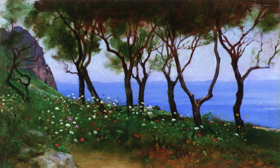 Cesina Landscape: Study for 'Twilight and Poppies, vintage artwork by Charles Caryl Coleman, 12x8" (A4) Poster