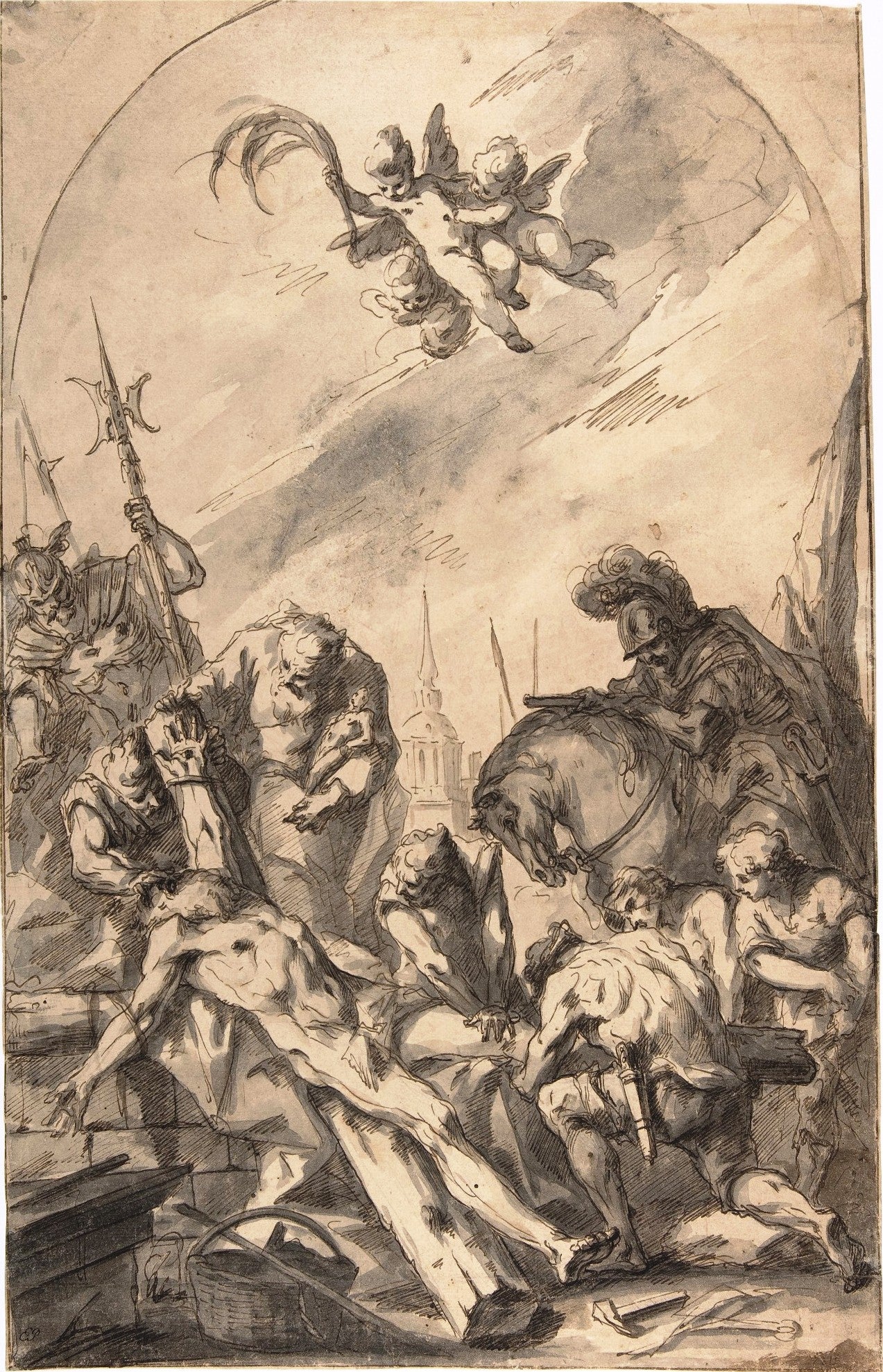 The Martyrdom of Saint Andrew, vintage artwork by Gaspare Diziani, 12x8" (A4) Poster