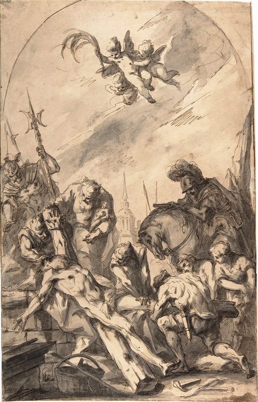 The Martyrdom of Saint Andrew, vintage artwork by Gaspare Diziani, 12x8" (A4) Poster