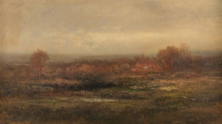 Gray Day over the Marsh, vintage artwork by George W. King, 12x8" (A4) Poster
