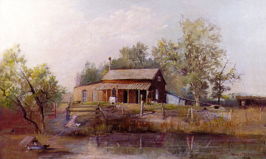 Farm House on Cherry Creek, vintage artwork by Henrietta Bromwell, 12x8" (A4) Poster