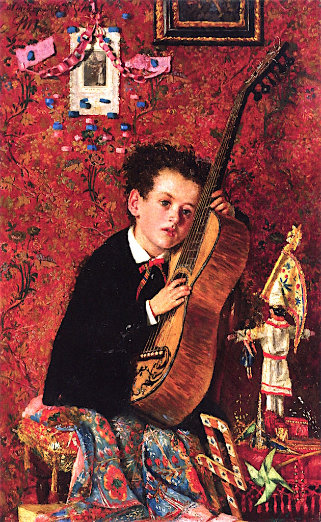 Boy with Guitar by Antonio Mancini,A3(16x12")Poster