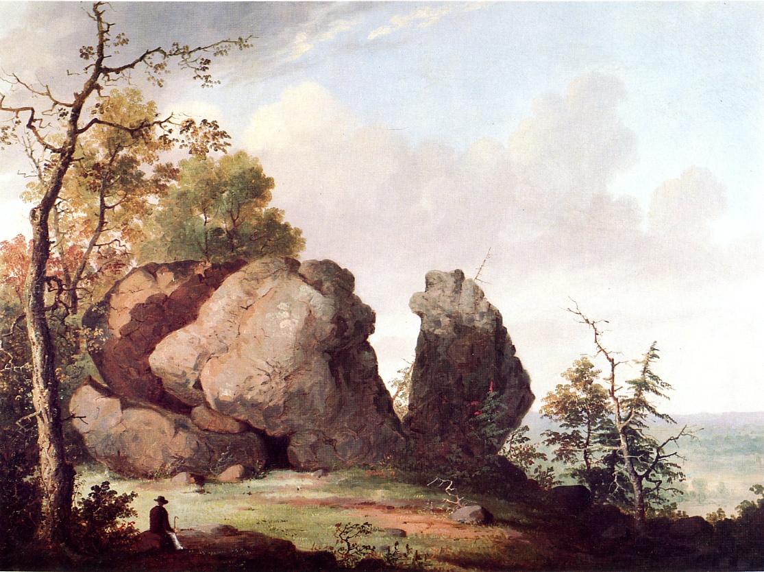Judges Cave, West Rock, New Haven, vintage artwork by George Henry Durrie, A3 (16x12") Poster Print