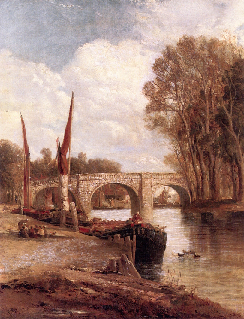 Kew Bridge, on the Thames, vintage artwork by James Webb, 12x8" (A4) Poster