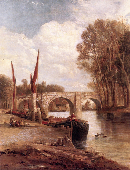 Kew Bridge, on the Thames, vintage artwork by James Webb, 12x8" (A4) Poster