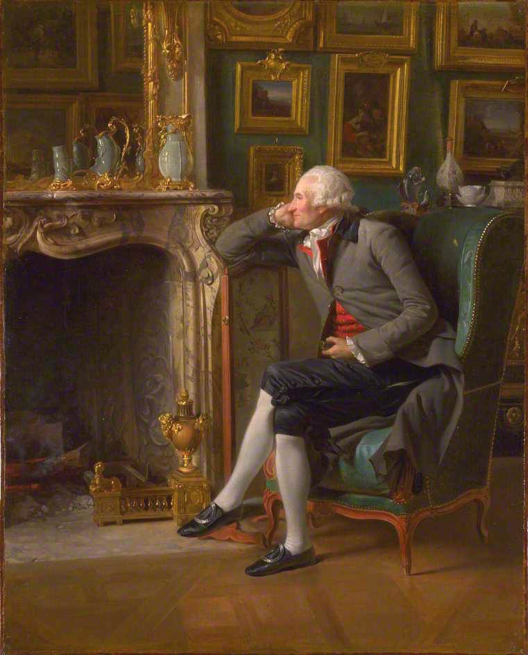 The Baron de Besenval in his Salon de Compagnie, vintage artwork by Henri-Pierre Danloux, 12x8" (A4) Poster