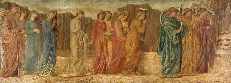 The King and Other Mourners, vintage artwork by Sir Edward Burne-Jones, 12x8" (A4) Poster