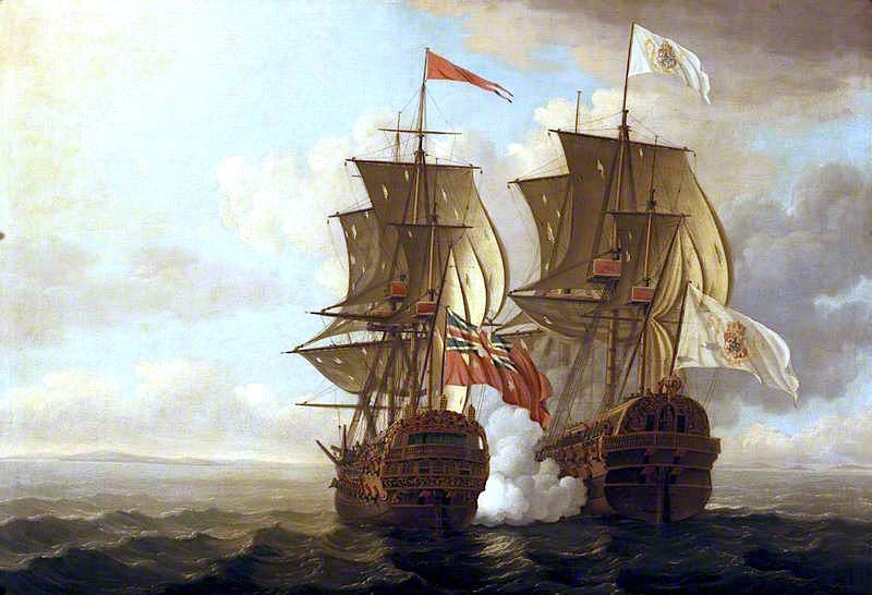 The Capture of the 'Nuestra Señora de Covadonga', 20 April 1743, vintage artwork by John Cleverly the Younger, 12x8" (A4) Poster