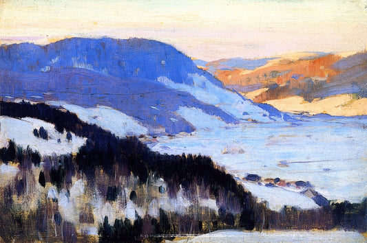Overlooking the Valley of the Gouffre, Charlevoix, vintage artwork by Clarence Gagnon, 12x8" (A4) Poster