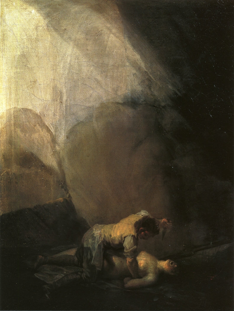 The Bandits' Attack III ~ Bandit Murdering a Woman, vintage artwork by Francisco de Goya y Lucientes, 12x8" (A4) Poster